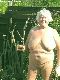 Fat sassy granny outdoors.